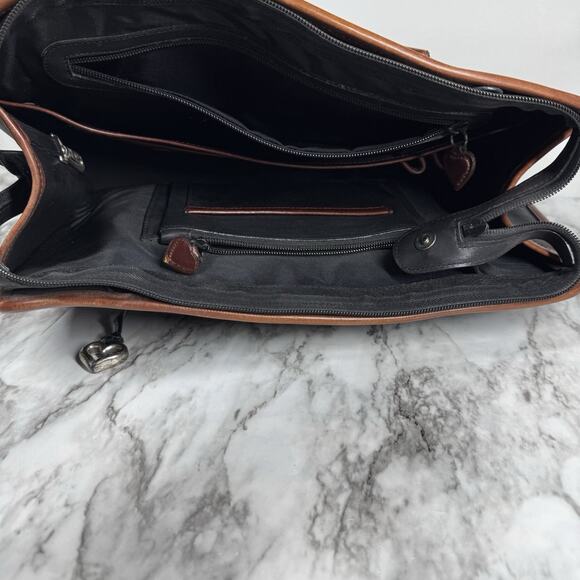 Brighton For Business Leather Croc Embossed Satchel Briefcase Top Handle Bag - Picture 8 of 16